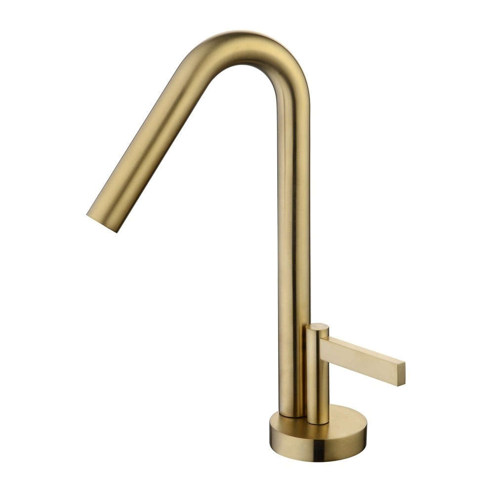 YZZY Brushed Gold Bathroom Sink Faucet Single Handle Single Hole Lavatory Vanity